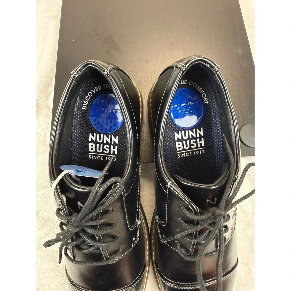 Nunn Bush Westfield Mens Black Cap Toe Oxford Dress Shoes Size 9 M New Gel Work